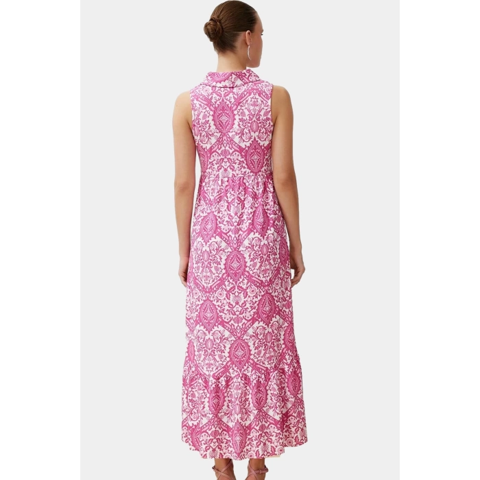 Çok Desenli A line Maxi Elbise Rahat Yazlık Örme Kumaş Modern Stil Premium Kalite