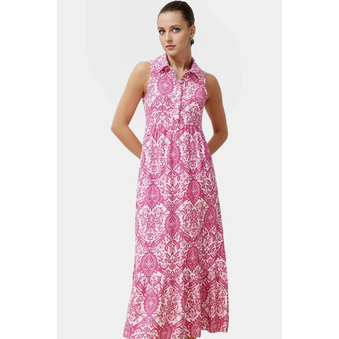 Çok Desenli A line Maxi Elbise Rahat Yazlık Örme Kumaş Modern Stil Premium Kalite