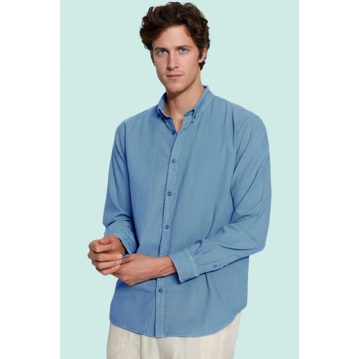 Cool & Comfort Erkek Gömleği Pamuk Keten Dokuma Günlük Ve İş Hayatı Yaz Aylarının Vazgeçilmezi