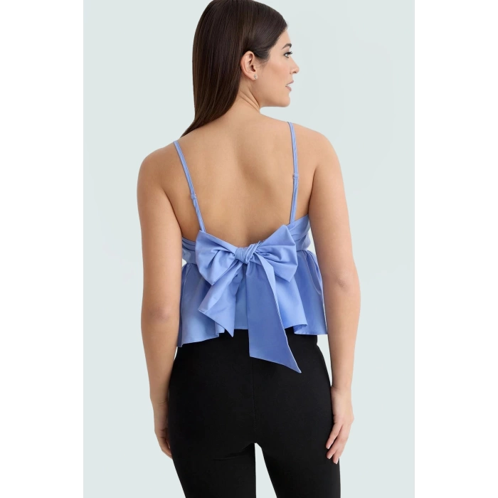 Dacron Kumaş Kolsuz Crop Bluz Yaz Mevsimi İçin Şık Tasarım Rahat Kullanım Ve