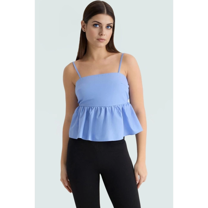 Dacron Kumaş Kolsuz Crop Bluz Yaz Mevsimi İçin Şık Tasarım Rahat Kullanım Ve