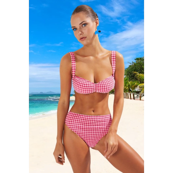Desenli Bikini Takımı Yüksek Konfor Ergonomik Kesim Özel Tasarım Su Sporları İçin