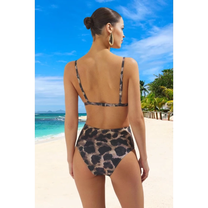 Desenli Üçgen Bikini Takımı UV Korumalı Hızlı Kuruyan Özel Tasarım Plaj Ve Havuz İçin