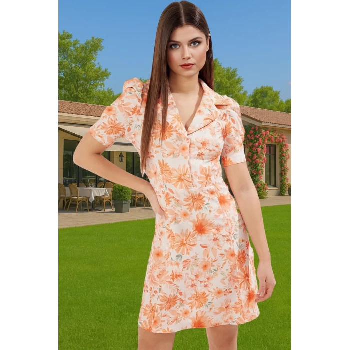 Dokuma Çiçekli A Kesim Mini Elbise Polyester Yazlık Dayanıklı Malzeme Mükemmel Uyum Özenle Seçilmiş