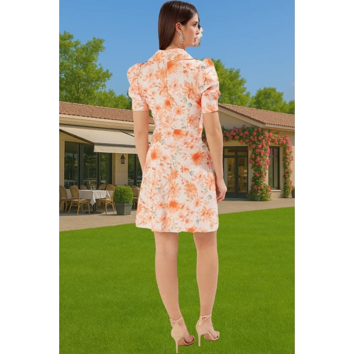Dokuma Çiçekli A Kesim Mini Elbise Polyester Yazlık Dayanıklı Malzeme Mükemmel Uyum Özenle Seçilmiş