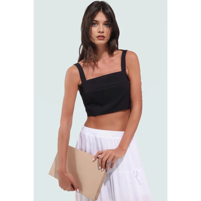 Dokuma Crop Bluz Regular Kalıp Günlük Stil Rahat Tasarım Mükemmel Uyum