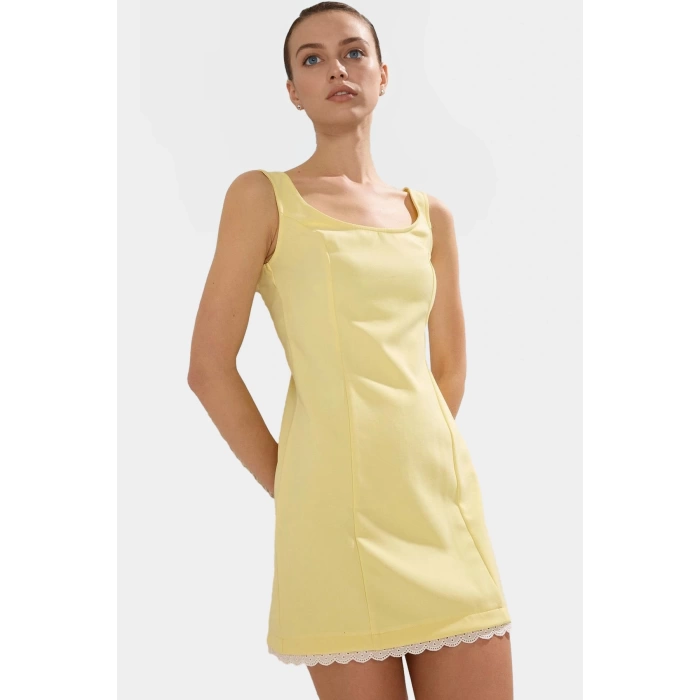 Dokuma Kumaştan A Kesim Mini Elbise 87% Polyester 13% Elastan Mükemmel Uyum Dayanıklı Malzeme
