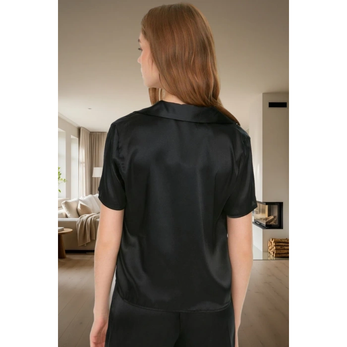 Dokuma Saten Pijama Takımı Çilek Nakış Regular Yazlık Mükemmel Uyum Kaliteli İşçilik