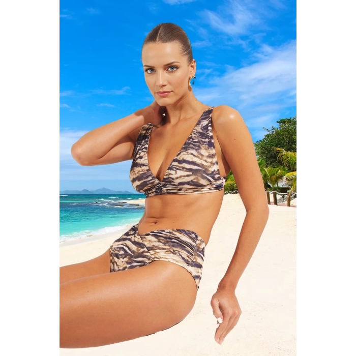 Drape Desenli Bikini Takımı Klora Dayanıklı Su Sporları İçin Yüksek Konfor Premium Kalite