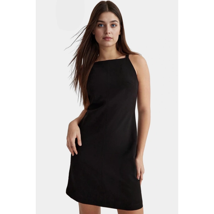 Düz Kesim Kolsuz Mini Elbise 88cm Polyester Elastan Dokuma Trend Tasarım Özenle Seçilmiş
