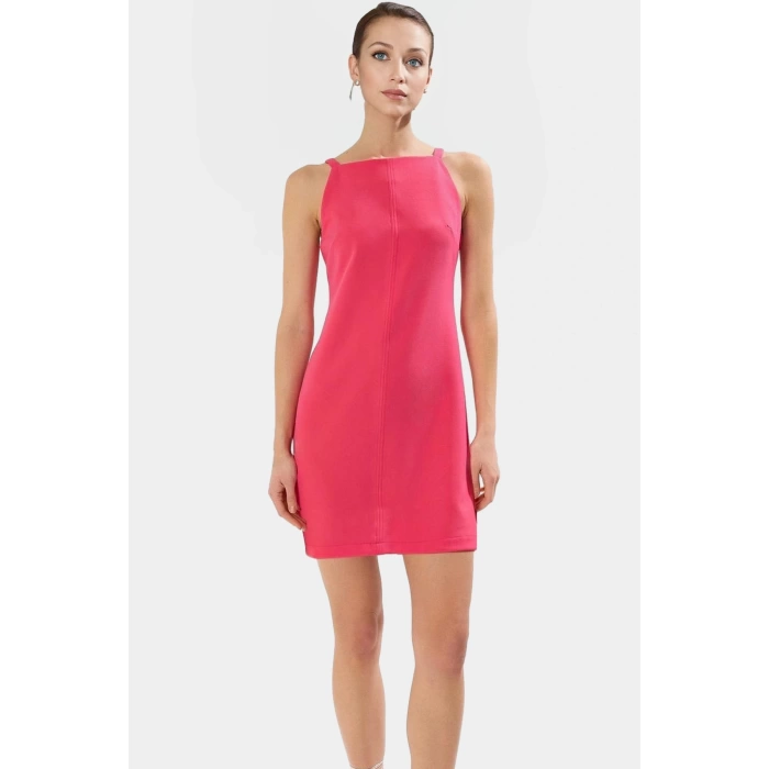 Düz Kesim Kolsuz Mini Elbise 88cm Polyester Elastan Dokuma Trend Tasarım Özenle Seçilmiş