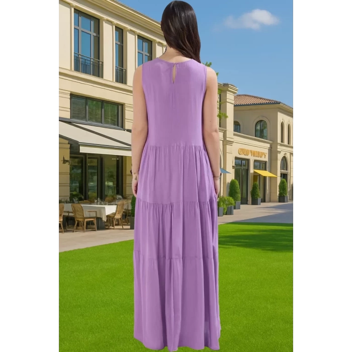 Düz Kesim Kolsuz Viskoz Maxi Elbise Yaz Aylarına Özel Tasarım Premium Kalite Yüksek Kalite