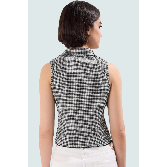 Ekose Gömlek Yaka Örme Bluz Rahat Günlük Tasarım Modern Stil Seçkin Malzeme Trend