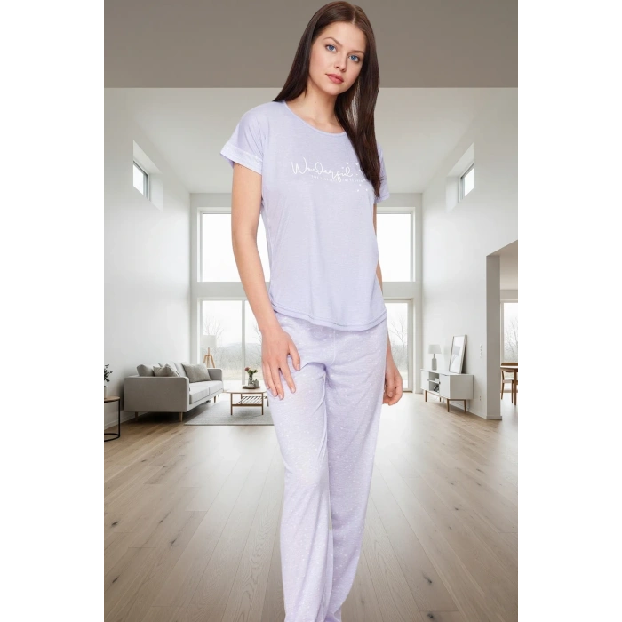 Ekose Örme Pijama Takımı Nefes Alan Rahat Boru Paça Seçkin Malzeme