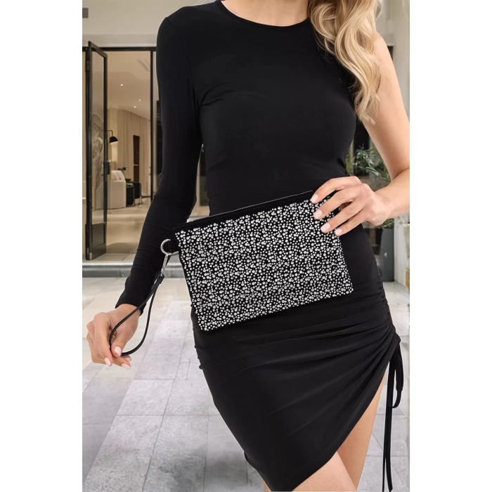 El ve Omuz Çantası Zincir Askılı Şık Clutch Damla Taş Detaylı Mükemmel Uyum Dayanıklı Malzeme