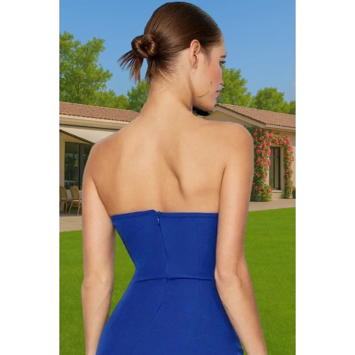Elbise Bodycon Mini Abiye Tüy Detaylı Finike Dokuma Polyester Yazlık Yüksek Kalite Özenle Seçilmiş