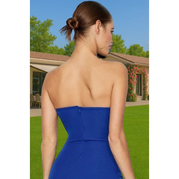 Elbise Bodycon Mini Abiye Tüy Detaylı Finike Dokuma Polyester Yazlık Yüksek Kalite Özenle Seçilmiş