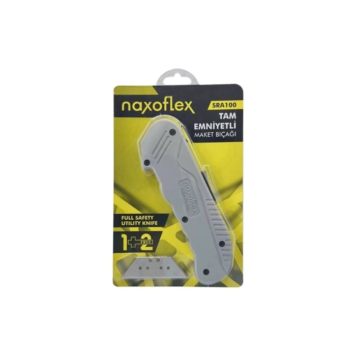 Emniyetli Maket Bıçağı Naxoflex Otomatik Geri Çekmeli Kesici Paslanmaz Bıçak Pratik Gövde