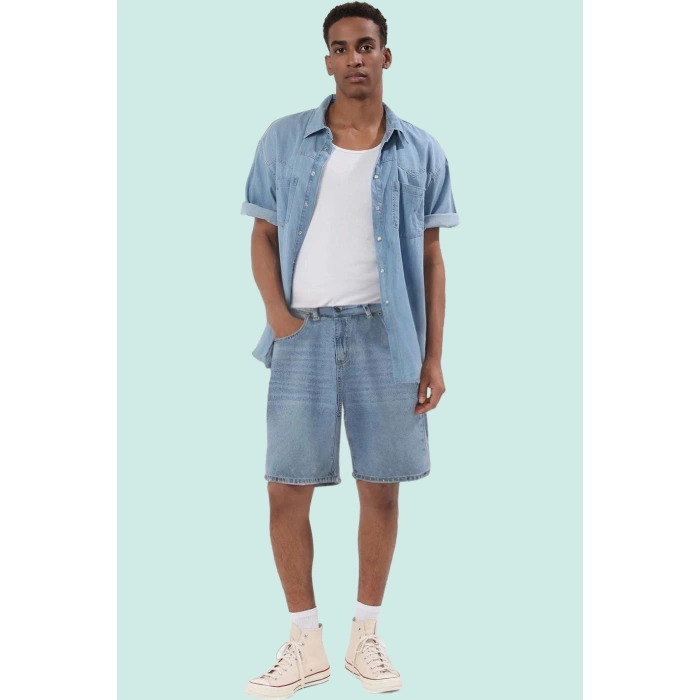 Erkek Baggy Bol Kesim Denim Kot Şort Pamuk Günlük Kombinler Hafta Sonu Yaz Aylarının Vazgeçilmezi