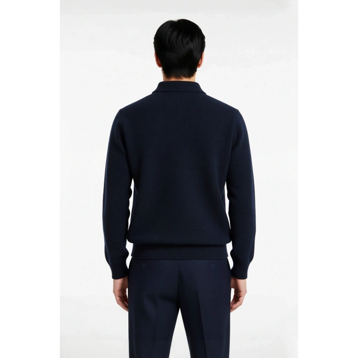 Erkek Basic Dokulu Triko Polo Yaka Kazak Günlük Ve Akıllı Kombinler İçin Konforlu Seçim Kaliteli