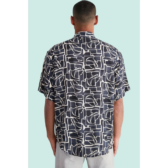 Erkek Basic Oversize Fit Viskoz Gömlek Rahat Yaz Kombinleri İçin Günlük Kullanım Hafta Sonu