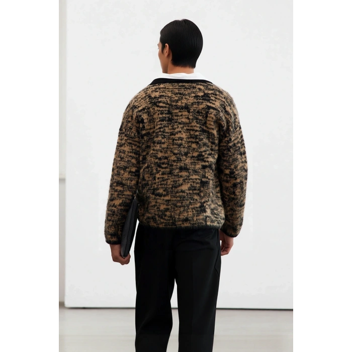 Erkek Basic Oversize Polo Yaka Dokuma Triko Kazak Kışın Şıklığıyla Günlük Stilin Tamamlayıcısıdır