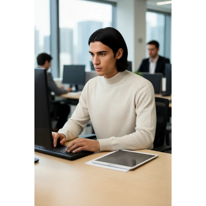 Erkek Basic Regular Fit Dik Yaka Triko Kazak Orta Kalınlıkta Yumuşak Dokusuyla Şıklık Sunar