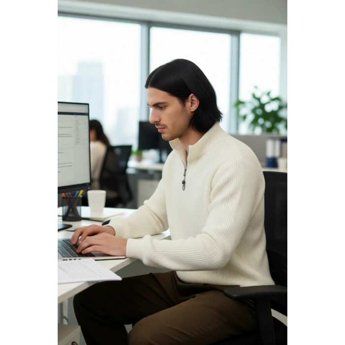 Erkek Basic Regular Fit Fermuarlı Dik Yaka Selanik Örgü Triko Kazak Günlük Stilinize Modern Dokunuş.