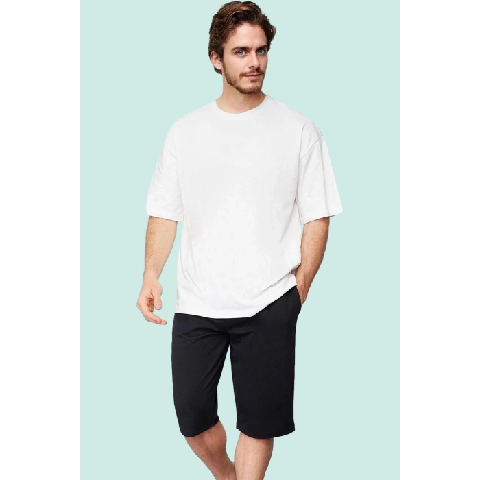 Erkek Basic Regular Normal Kesim Uzun Boy Lastikli Şort Rahat Günlük Kullanım Modern Tasarım