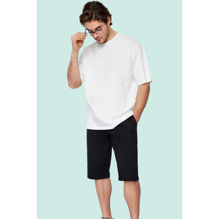Erkek Basic Regular Normal Kesim Uzun Boy Lastikli Şort Rahat Günlük Kullanım Modern Tasarım