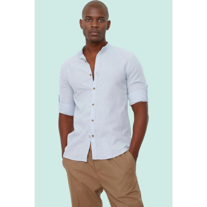 Erkek Basic Slim Fit Hakim Yaka Pamuklu Günlük Gömlek Hafta Sonu Yaz Aylarının Vazgeçilmezi