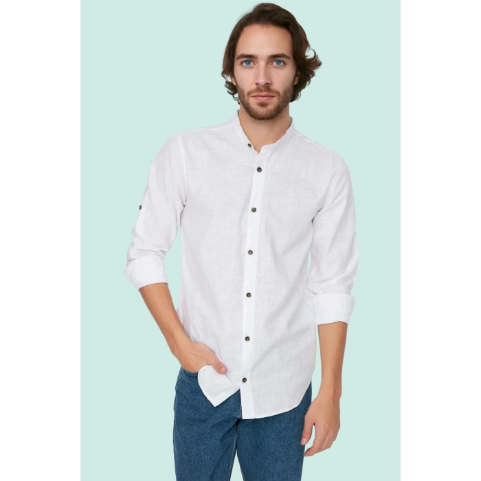Erkek Basic Slim Fit Hakim Yaka Pamuklu Günlük Gömlek Hafta Sonu Yaz Aylarının Vazgeçilmezi