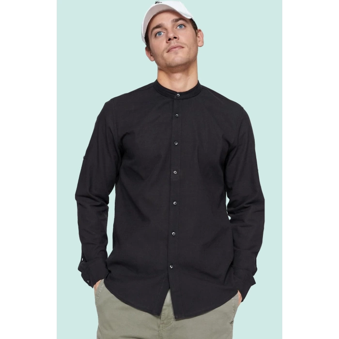 Erkek Basic Slim Fit Hakim Yaka Pamuklu Günlük Gömlek Hafta Sonu Yaz Aylarının Vazgeçilmezi