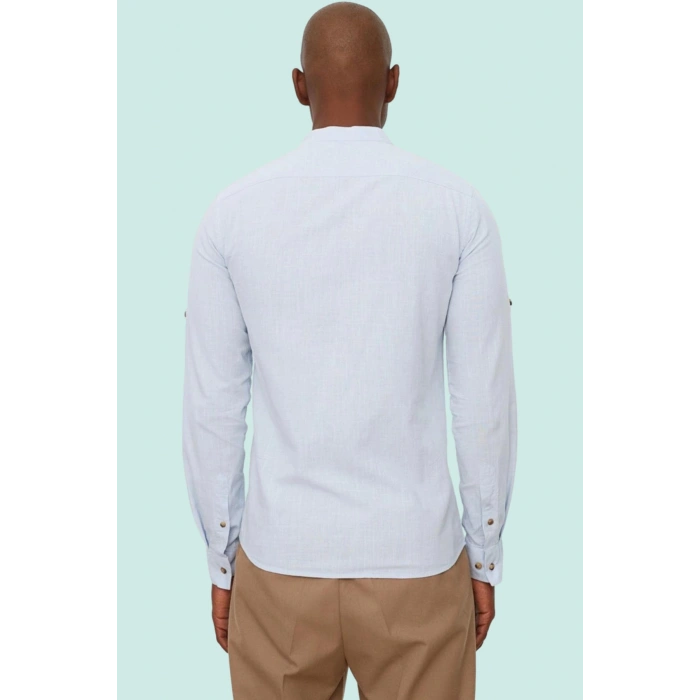 Erkek Basic Slim Fit Hakim Yaka Pamuklu Günlük Gömlek Hafta Sonu Yaz Aylarının Vazgeçilmezi