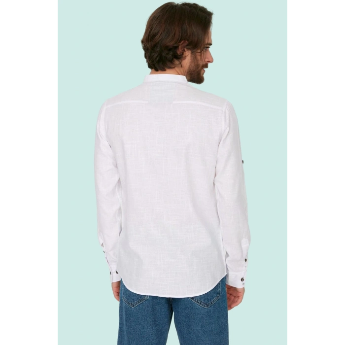 Erkek Basic Slim Fit Hakim Yaka Pamuklu Günlük Gömlek Hafta Sonu Yaz Aylarının Vazgeçilmezi