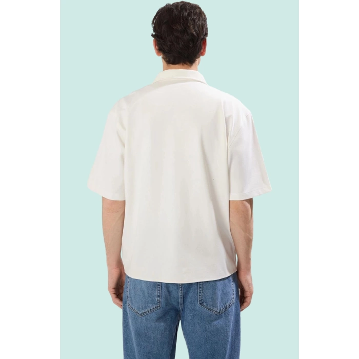 Erkek Boxy Fit Örme Kısa Kollu Yazlık Gömlek Dokulu Desen Günlük Stil Yaz Aylarının Vazgeçilmezi