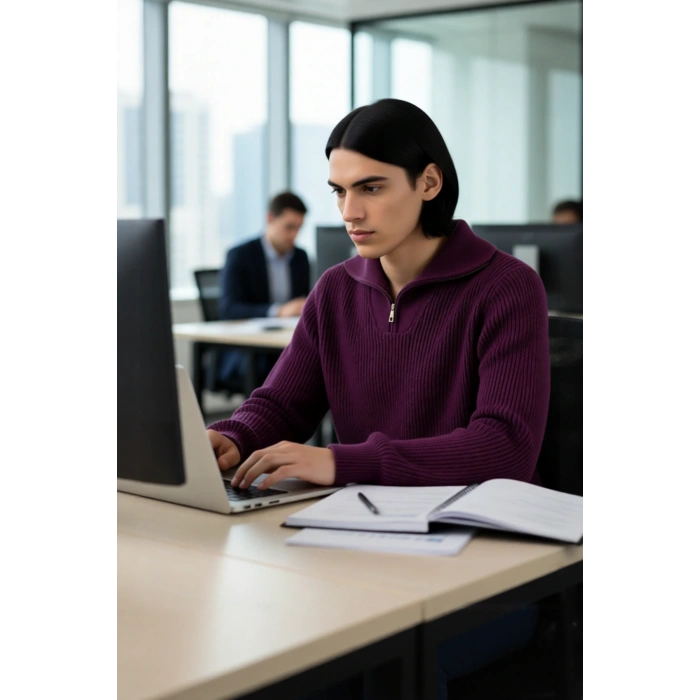 Erkek Casual Giyim İçin İdeal Regular Fit Düz Desen Fermuarlı Balıkçı Yaka Kalın Triko Kazak