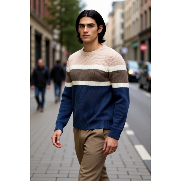 Erkek Casual Ortamlar İçin Fitted Kalıp Kalın Kışlık Bisiklet Yaka Triko Kazak Modeli. Kaliteli