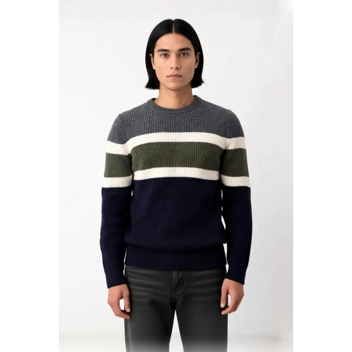 Erkek Casual Ortamlar İçin Fitted Kalıp Kalın Kışlık Bisiklet Yaka Triko Kazak Modeli. Kaliteli