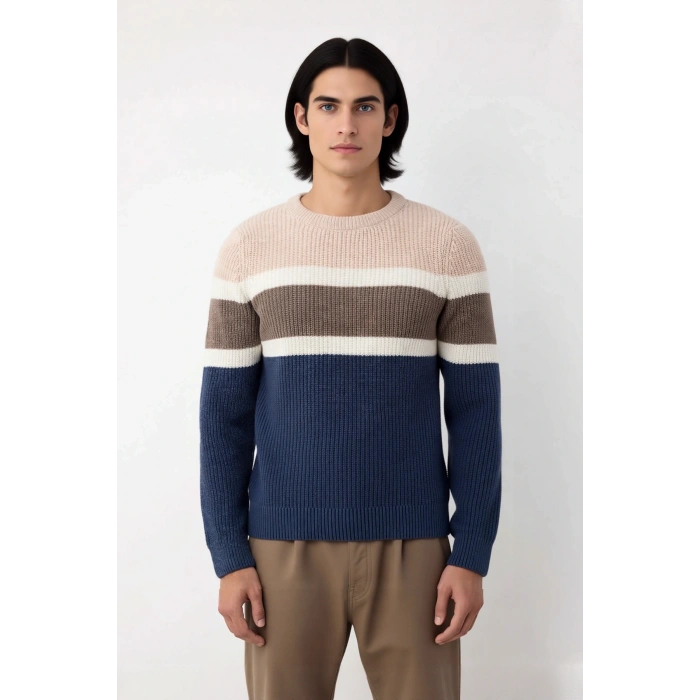 Erkek Casual Ortamlar İçin Fitted Kalıp Kalın Kışlık Bisiklet Yaka Triko Kazak Modeli. Kaliteli