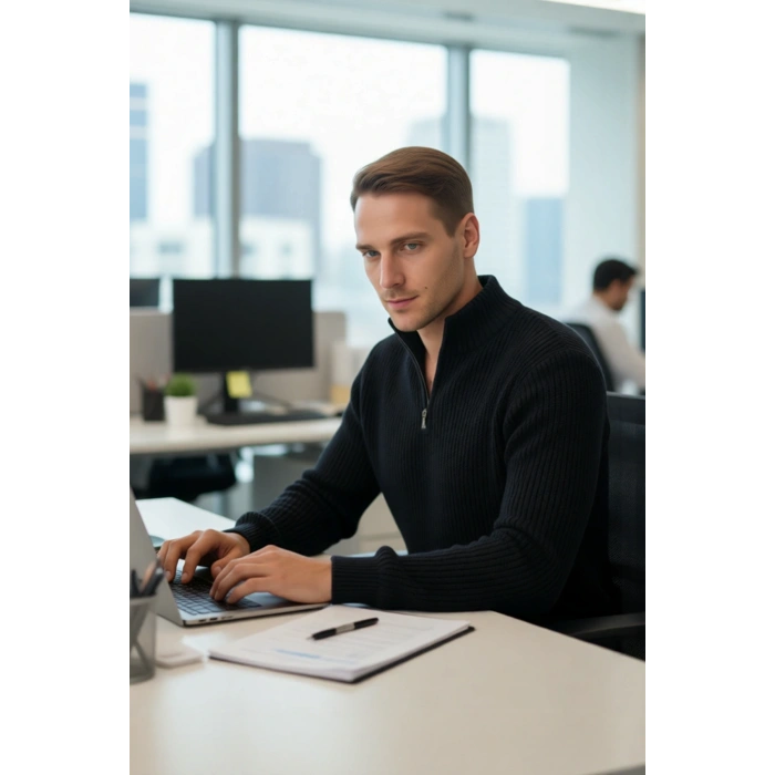 Erkek Casual Regular Kesim Uzun Kollu Triko Kazak Soğuk Günler İçin Konforlu ve Şık Bir Tarz.