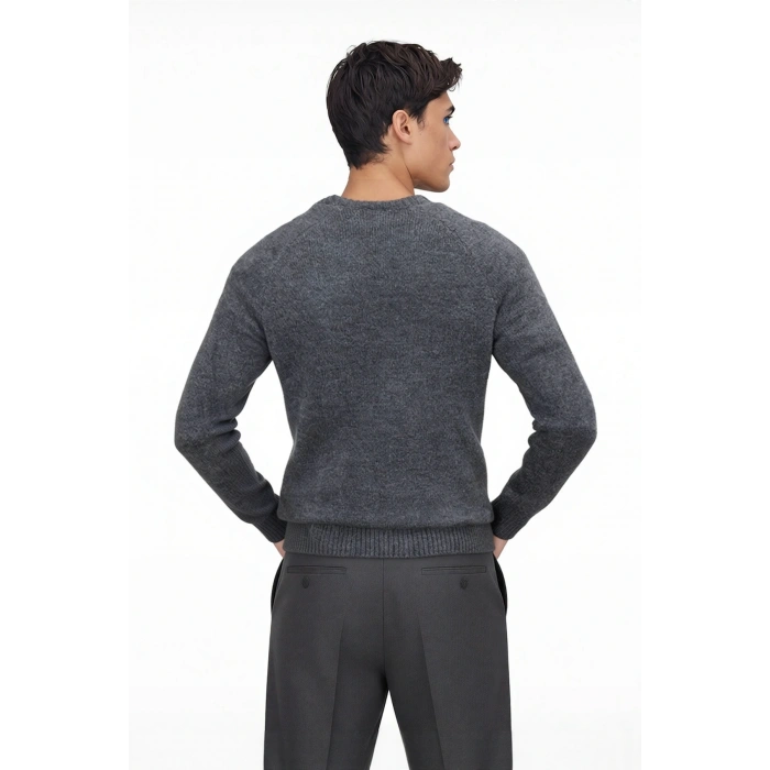 Erkek Casual Saç Örgü Desenli Slim Fit Triko Kazak Kışın Günlük Kombinler İçin İdeal Model