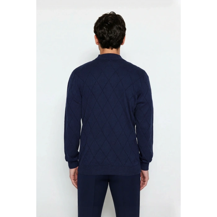 Erkek Casual Şık Regular Fit Pamuk Akrilik Triko Yarım Balıkçı Fermuarlı Kazak Kış İçin Kaliteli