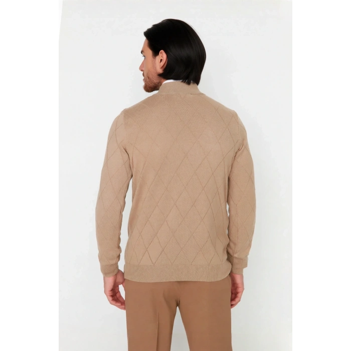 Erkek Casual Şık Regular Fit Pamuk Akrilik Triko Yarım Balıkçı Fermuarlı Kazak Kış İçin Kaliteli