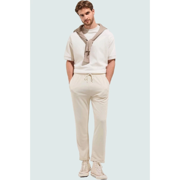 Erkek Casual Straight Pantolon Pamuk Renk Boru Paça Rahat Günlük Kullanım Kaliteli Malzeme