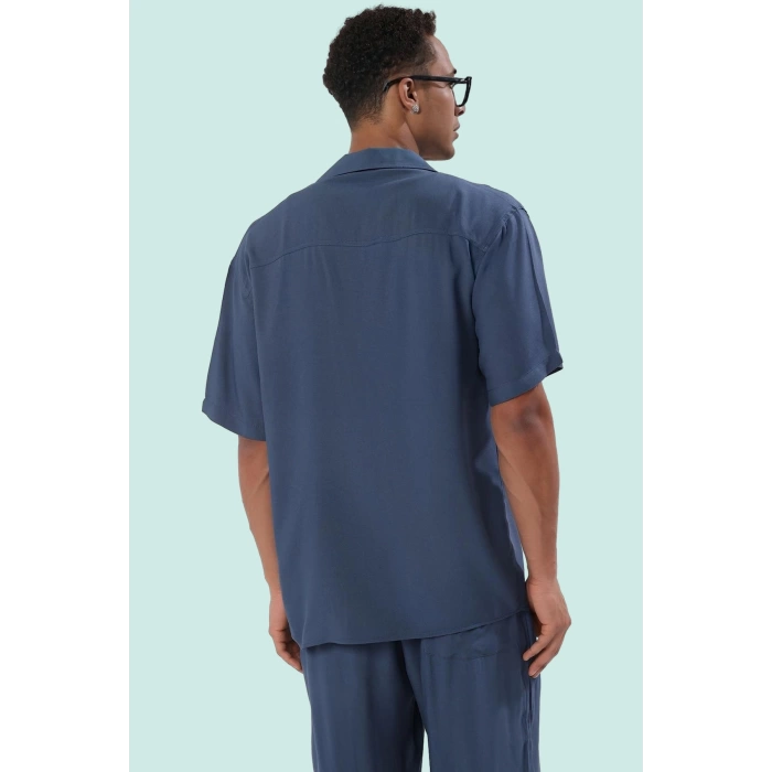 Erkek Cool & Comfort Dokuma Viskoz Gömlek Kısa Kol Regular Fit Yaz Günlük Kullanım Hafta Sonu
