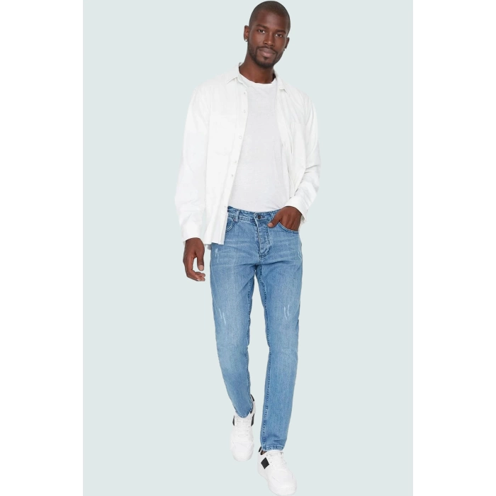 Erkek Dar Paça Denim Kot Pantolon Comfort Dokuma Slim Fit Günlük Kullanım Kaliteli Malzeme