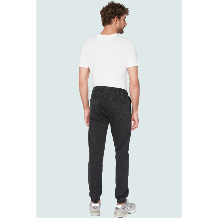 Erkek Denim Jogger Pantolon Regular Fit Normal Bel Lastikli Paça Rahat Günlük Modern Tasarım