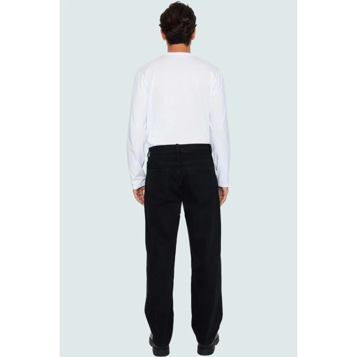 Erkek Denim Kot Pantolon Baggy Fit Geniş Paça Pamuk 5 Cep Regular Boy Günlük Şıklık Hafta Sonu