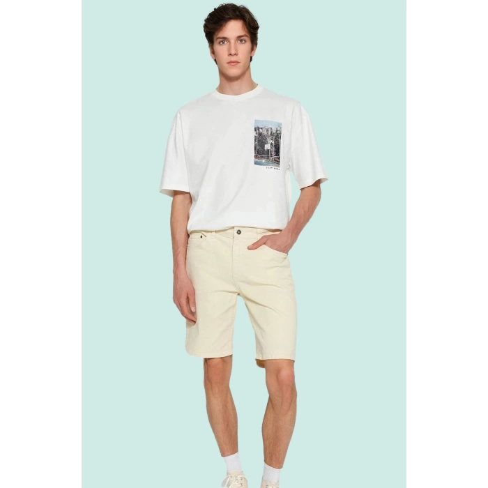 Erkek Denim Kot Şort Slim Fit Normal Bel 5 Cepli Casual Günlük Kullanım Yaz Aylarının Vazgeçilmezi